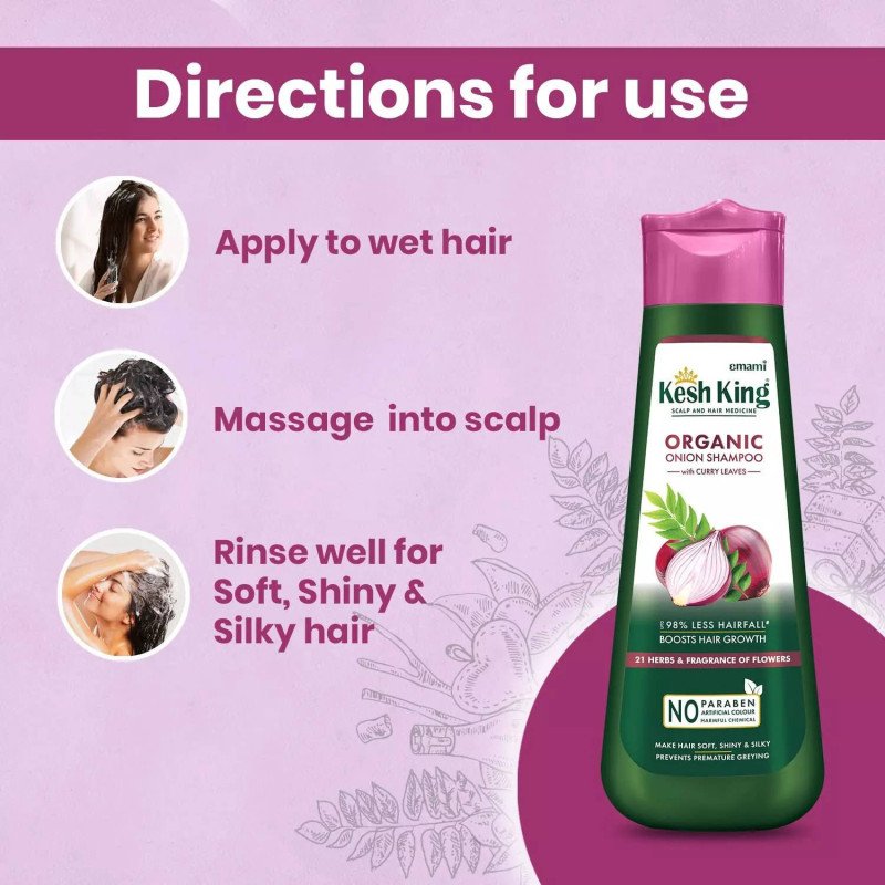 Shampoing Kesh King Aux Oignons - 300 Ml, 21 Herbes Ayurvédiques, Pour Pousse Et Anti-chute